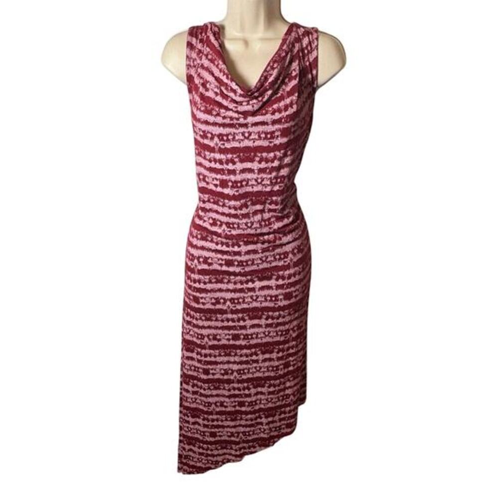 Fresh Produce Women's Cowl Neck Asymmetric Sleeveless Maxi Dress Burgundy Size S
